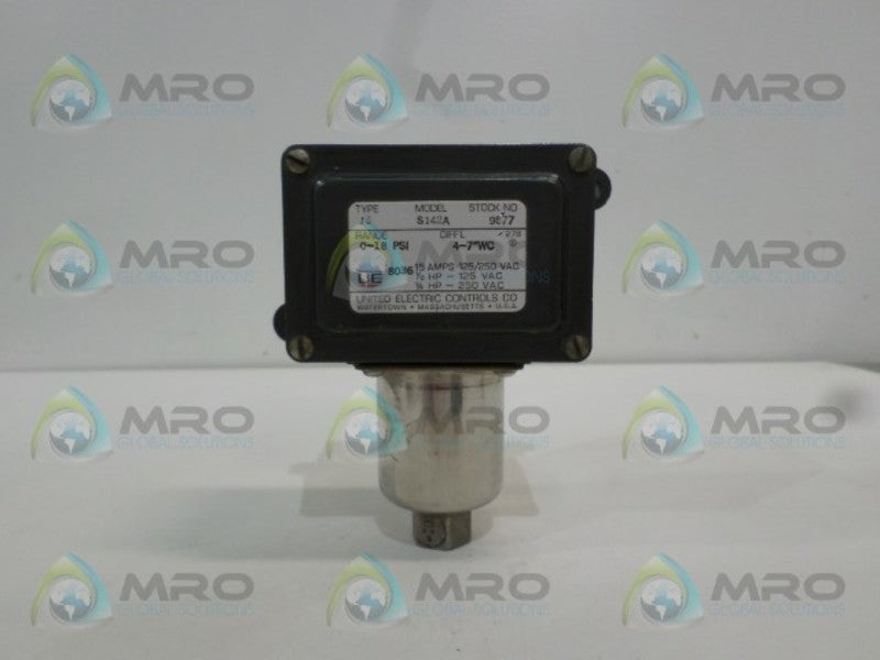 UNITED ELECTRIC J6-S142A PRESSURE SWITCH 0-18 PSI 4-7" WC NSNP