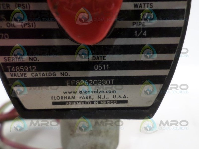 ASCO EF8262G230T SOLENOID VALVE COIL 110/120V UNMP