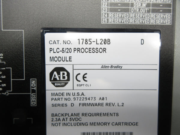 ALLEN BRADLEY 1785-L20B SER. D F/W L.2 (NO KEY) UNMP