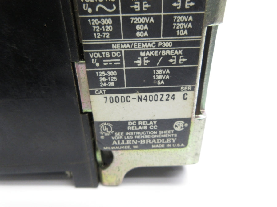 ALLEN BRADLEY 700DC-N400Z24 SER. C 24VDC UNMP