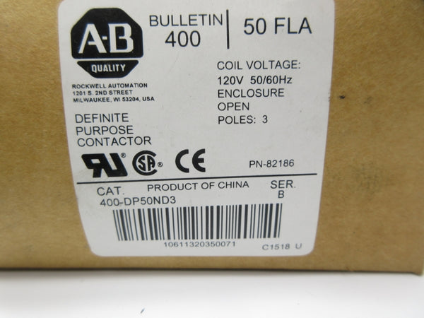 ALLEN BRADLEY 400-DP50ND3 SER. B 120V (BR/WH) NSMP