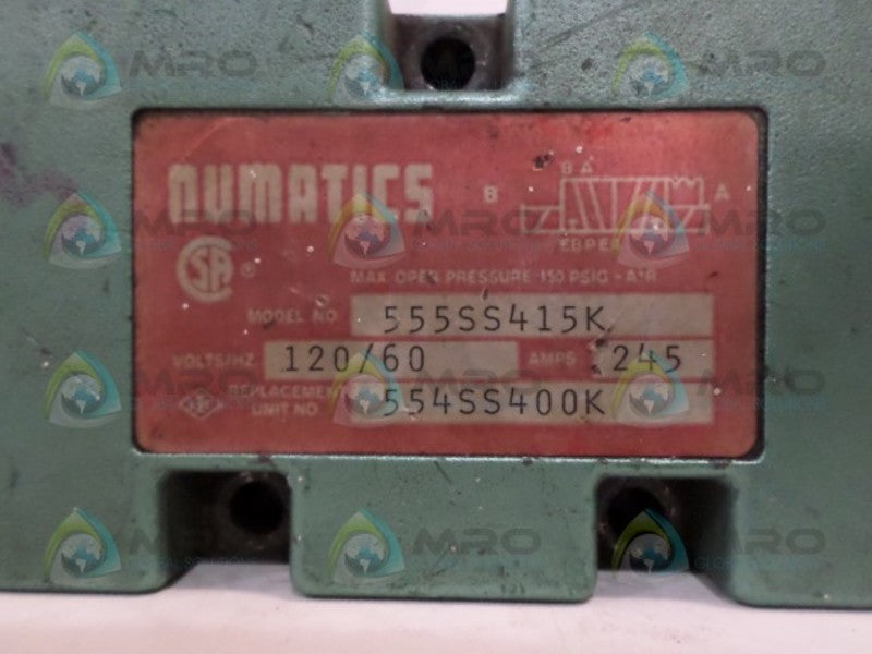 NUMATICS 555SS415K SOLENOID VALVE UNMP