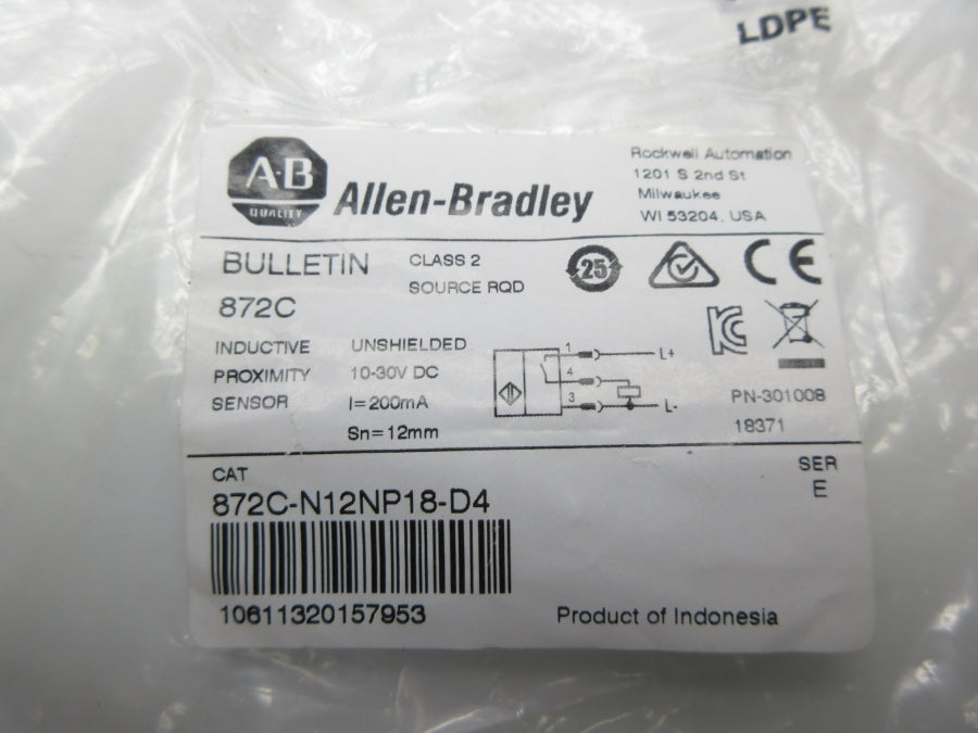 ALLEN BRADLEY 872C-N12NP18-D4 SER. E 10-30VDC NSMP