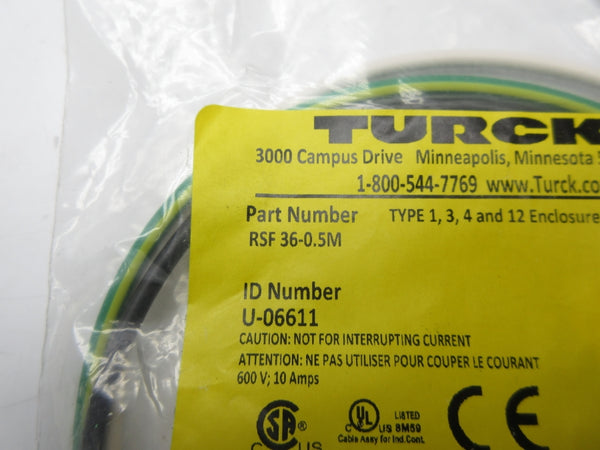 TURCK RSF36-0.5M U-06611 600V 10A NSMP