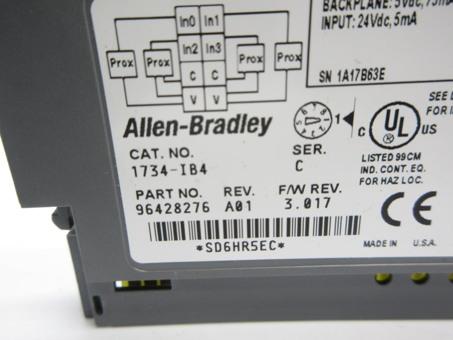 ALLEN BRADLEY 1734-IB4 SER. C F/W 3.017 24VDC REV. A01 NSNP