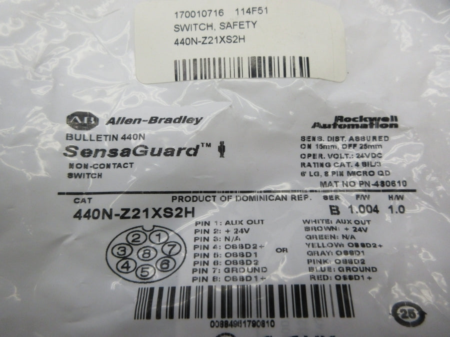 ALLEN BRADLEY 440N-Z21XS2H SER. B F/W 1.004 24VDC NSMP
