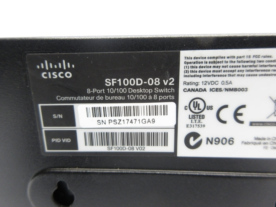 CISCO SF100D-08V2 12VDC 0.5A UNMP