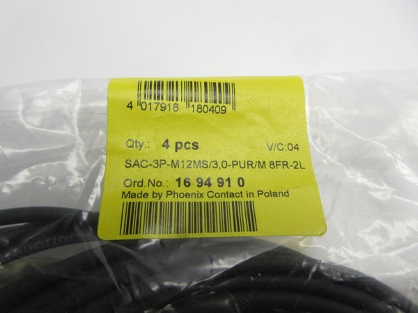PHOENIX CONTACT SAC-3P-M12MS/3.0-PUR/M8FR-2L 1694910 (PKG OF 4) NSMP