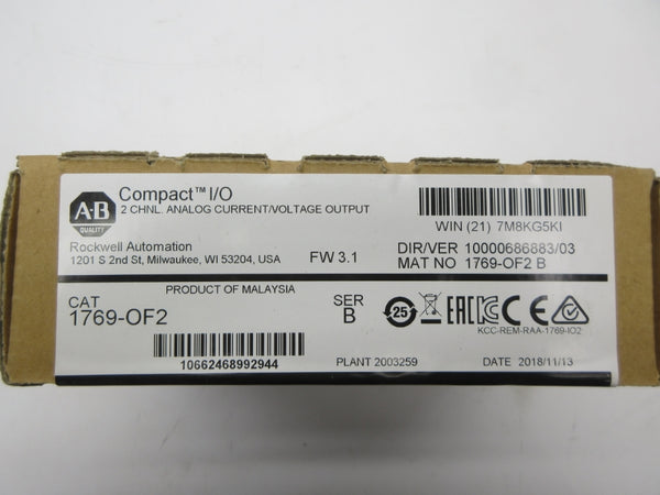ALLEN BRADLEY 1769-OF2 SER. B F/W 3.1 DATE: 2018 NSFS