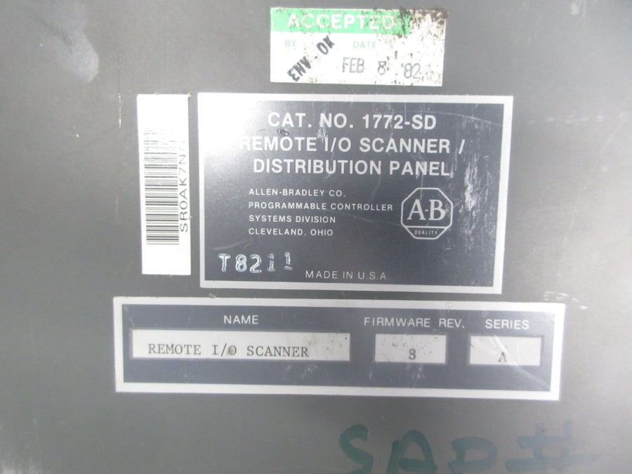 ALLEN BRADLEY 1772-SD SER. A F/W 8 UNMP