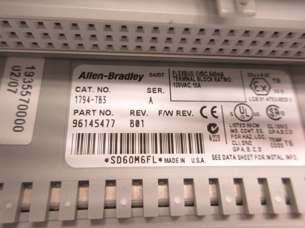 INDUSTRIAL SPARE PART 1794-TB3 SER. A 120VAC 10A REV. B01 NSNP