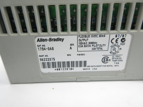 INDUSTRIAL SPARE PART 1794-OA8 SER. A 120VAC 0.5A NSNP