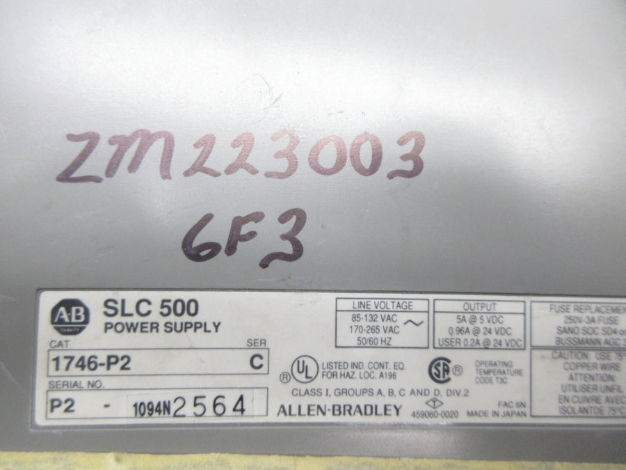 ALLEN BRADLEY 1746-P2 SER. C 170-265VAC UNMP