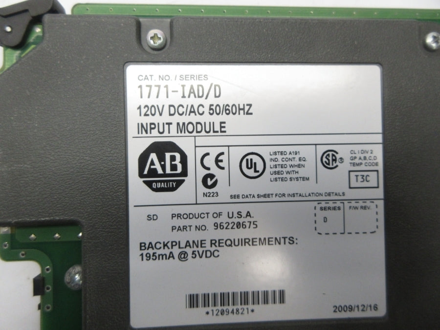 ALLEN BRADLEY 1771-IAD SER. D 120VAC/DC UNMP