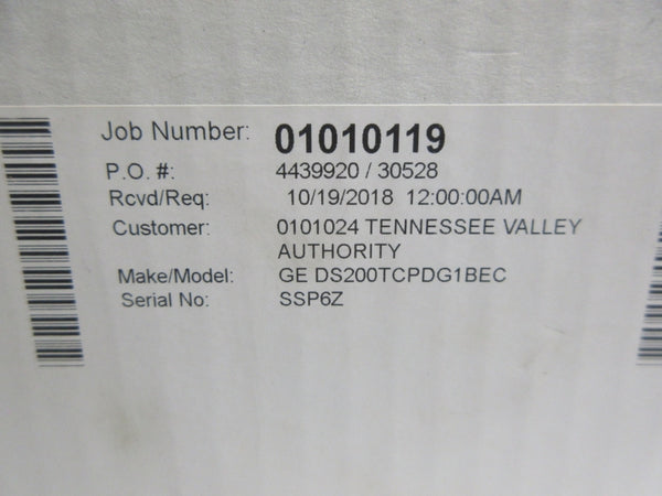 GENERAL ELECTRIC DS200TCPDG1BEC NSMP