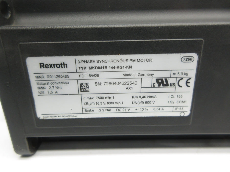REXROTH MKD041B-144-KG1-KN R911260465 600V 7.5A NSNP