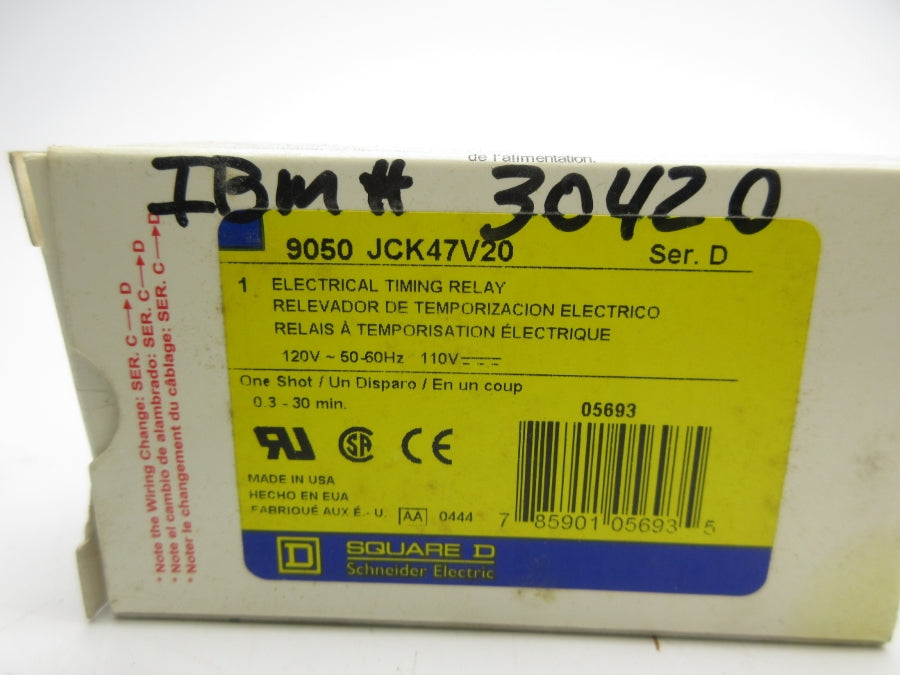 SQUARE D 9050JCK47V20 SER. D 110/120V 0.3-30MIN NSMP