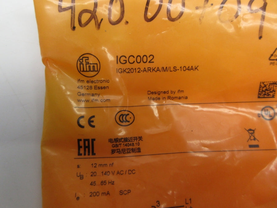 IFM EFECTOR IGC002 IGK2012-ARKA/M/LS-104AK 20-140VAC/DC NSMP