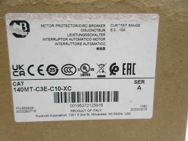ALLEN BRADLEY 140MT-C3E-C10-XC SER. A 6.3-10A (BR/WH) NSMP