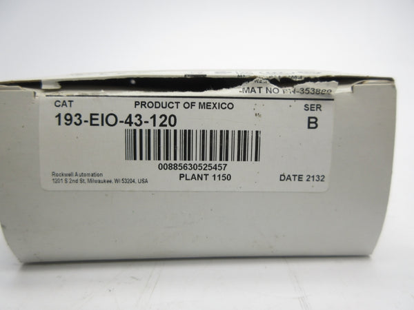 ALLEN BRADLEY 193-EIO-43-120 SER. B F/W 7.006 120VAC (WH) NSMP