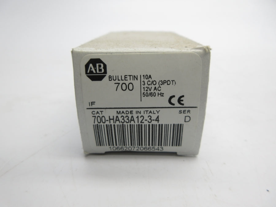 ALLEN BRADLEY 700-HA33A12-3-4 SER. D 12VAC 10A (WH) NSMP