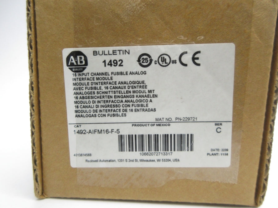 ALLEN BRADLEY 1492-AIFM16-F-5 SER. C 10-30VDC (BR/WH) NSMP