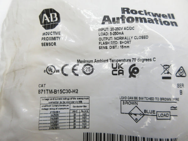 ALLEN BRADLEY 871TM-B15C30-H2 SER. B 20-250VAC/DC NSMP