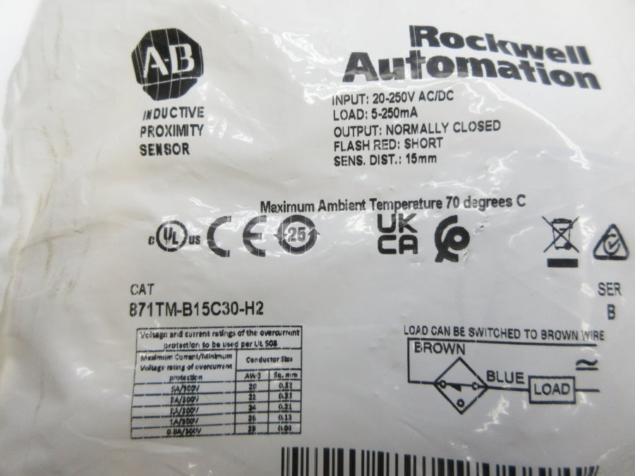 ALLEN BRADLEY 871TM-B15C30-H2 SER. B 20-250VAC/DC NSMP