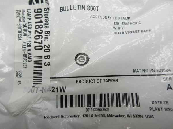 ALLEN BRADLEY 800T-N421W SER. A 120-130VAC/DC NSMP