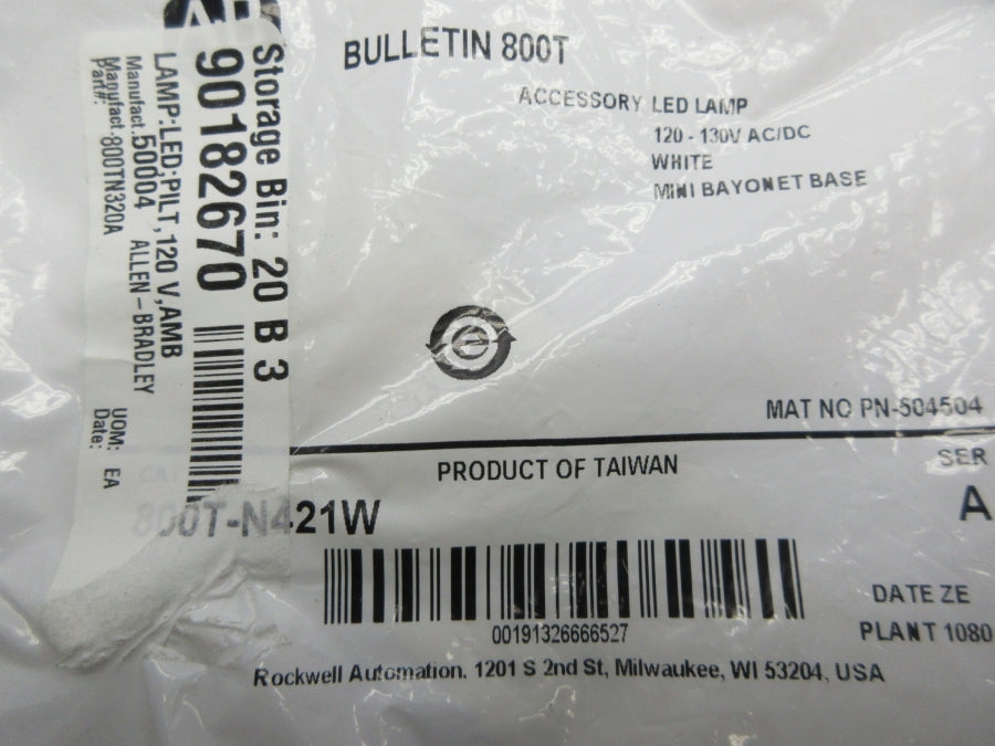 ALLEN BRADLEY 800T-N421W SER. A 120-130VAC/DC NSMP