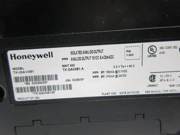 HONEYWELL TK-OAV081 F/W 1.005 10VDC (NO DOOR) NSNP
