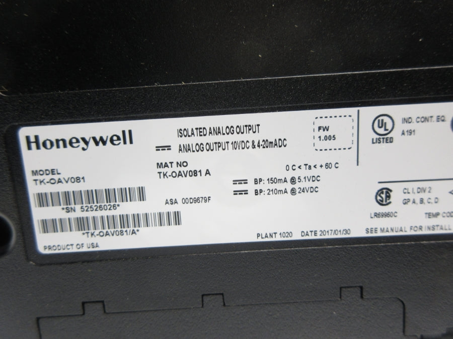 HONEYWELL TK-OAV081 F/W 1.005 10VDC (NO DOOR) NSNP
