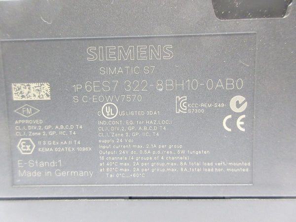 SIEMENS 6ES7322-8BH10-0AB0 24VDC NSNP