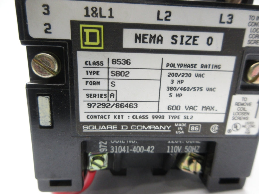 SQUARE D 8536SBO2V02S SER. A 110/120V (AS PICTURED1) NSNP