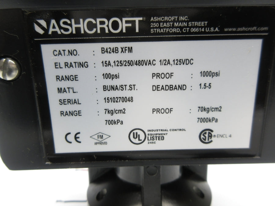 ASHCROFT B424BXFM 480VAC 15A 100PSI NSNP