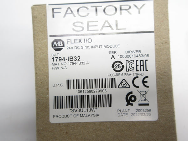 ALLEN BRADLEY 1794-IB32 SER. A 24VDC DATE: 2022 NSFS