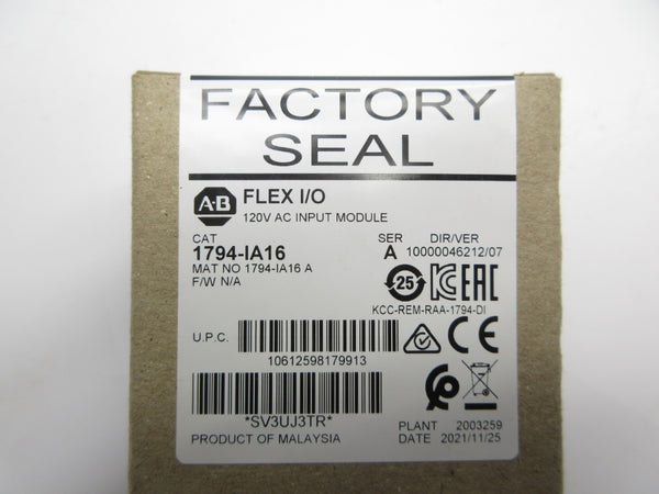 ALLEN BRADLEY 1794-IA16 SER. A 120VAC DATE: 2021 NSFS