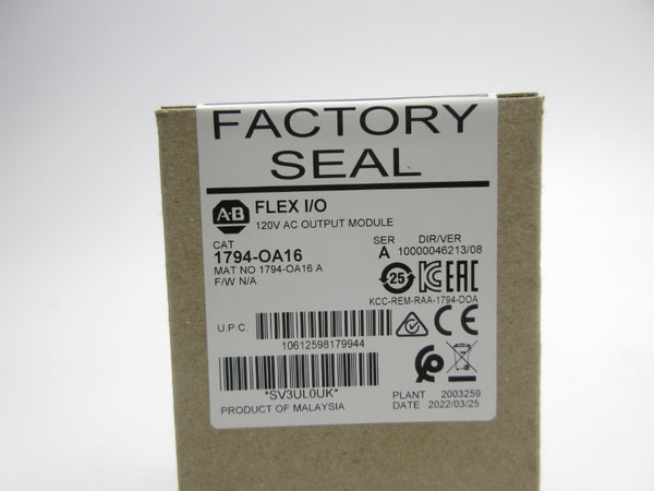 ALLEN BRADLEY 1794-OA16 SER. A 120VAC DATE: 2022 NSFS