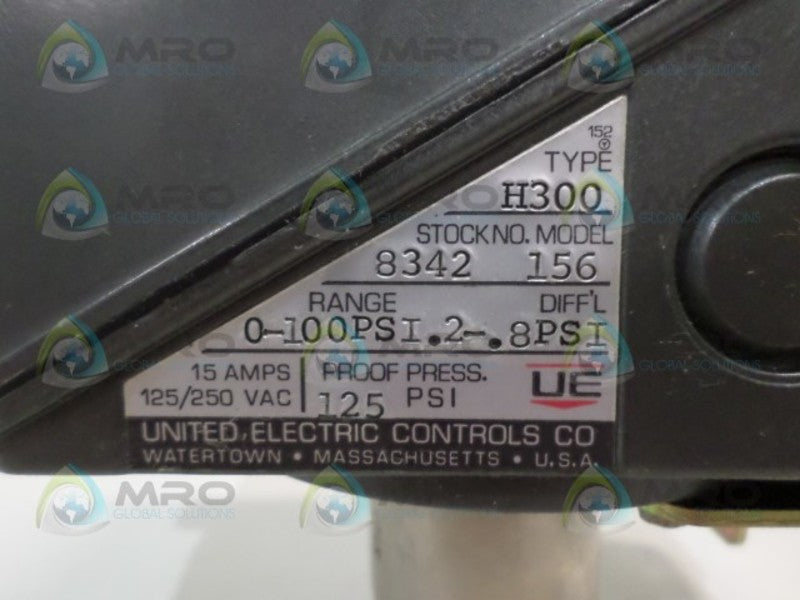 UNITED ELECTRIC H300-156-8342 PRESSURE SWITCH 0-100 PSI UNMP