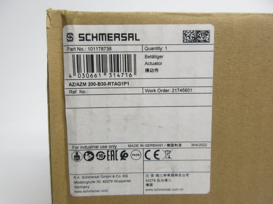 SCHMERSAL 101178738 AZ/AZM200-B30-RTAG1P1 NSMP