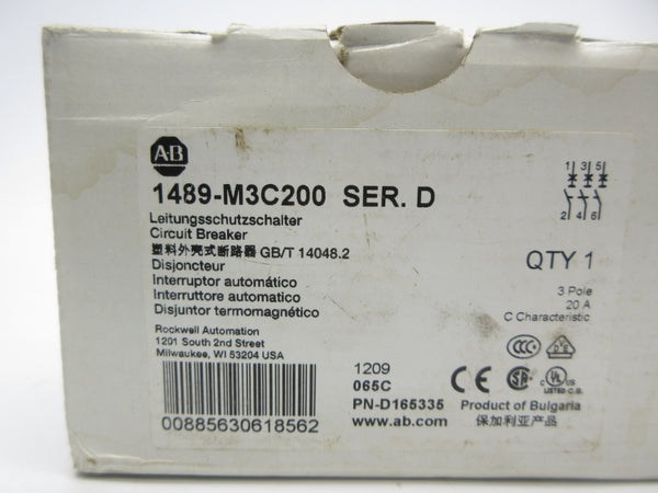 ALLEN BRADLEY 1489-M3C200 SER. D 277V 20A NSMP