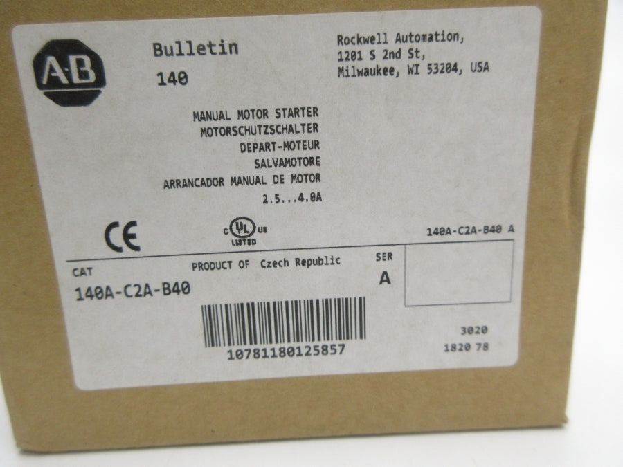 ALLEN BRADLEY 140A-C2A-B40 SER. A 2.5-4.0A (BR/WH) NSMP