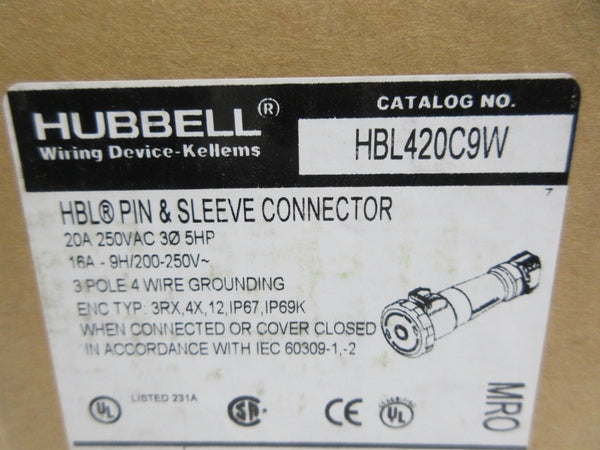 HUBBELL HBL420C9W 250VAC 20A (AS PICTURED) NSMP