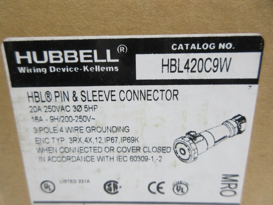 HUBBELL HBL420C9W 250VAC 20A (AS PICTURED) NSMP