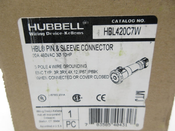 HUBBELL HBL420C7W 480VAC 20A (AS PICTURED) NSMP
