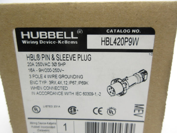 HUBBELL HBL420P9W 250VAC 20A (AS PICTURED) NSMP
