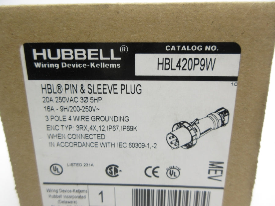 HUBBELL HBL420P9W 250VAC 20A (AS PICTURED) NSMP