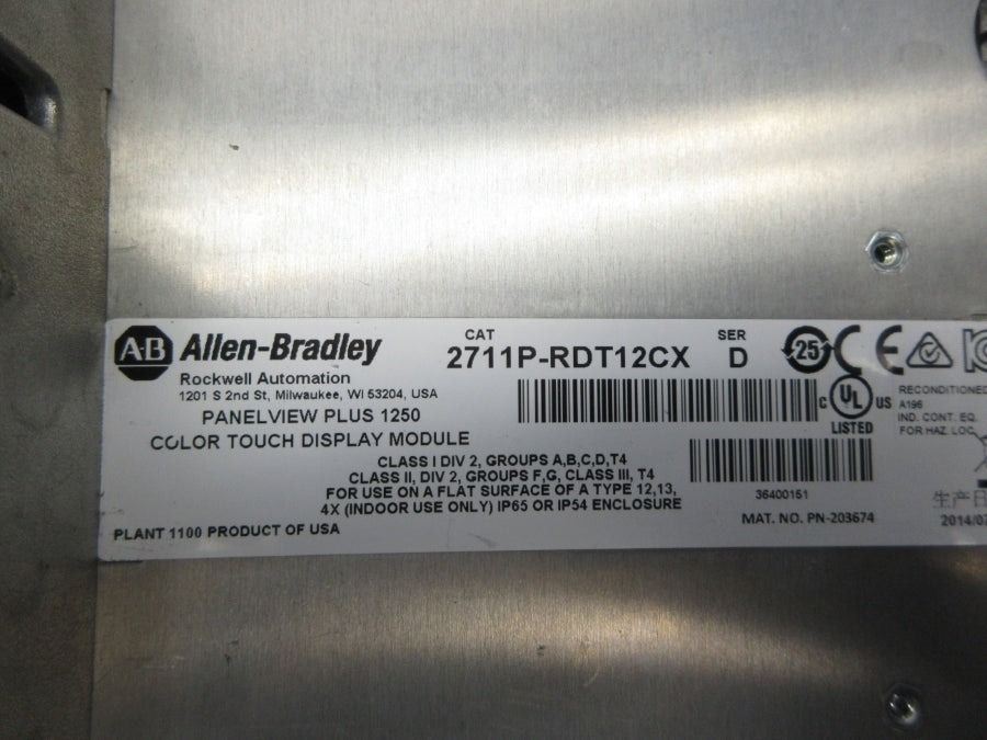 ALLEN BRADLEY 2711P-RDT12CX SER. D NSNP