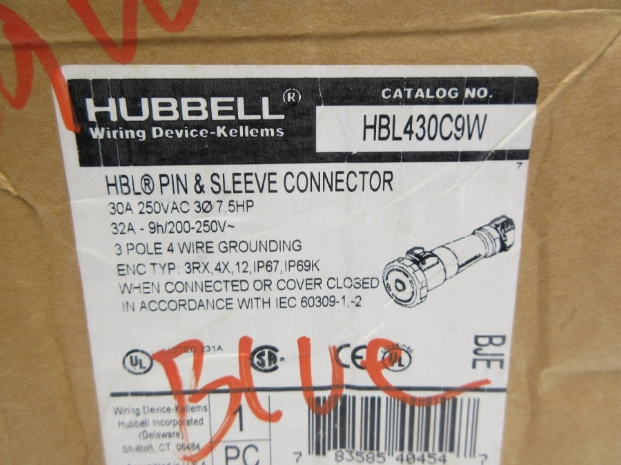 HUBBELL HBL430C9W 250VAC 30A (AS PICTURED) NSMP