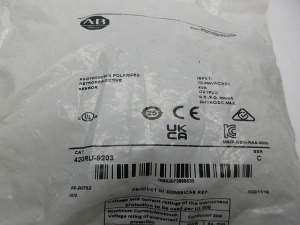 ALLEN BRADLEY 42GRU-9203 SER. C 70-264VAC/DC NSMP